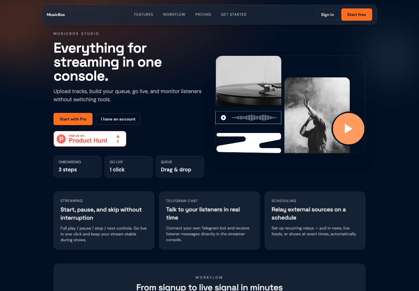 MusicBox radio streaming website